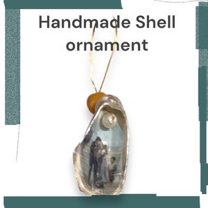 Hanging Decoration or  Ornament, Decoupage w hand painted edging and glazed